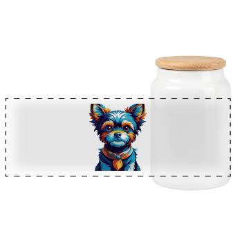 Russische Spielzeug Hund Rasse Bunte Karikatur Kawaii - Panorama Keksdose mit Holzdeckel - Weiß - Vorne