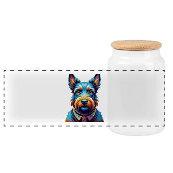 Scottish Terrier Hunderasse Bunte Karikatur Kawaii - Panorama Keksdose mit Holzdeckel - Weiß - Vorne