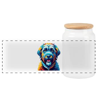 Wheaten Terrier à poil doux Dog Breed Cartoon - Boîte à biscuits avec couvercle en bois - blanc - Devant