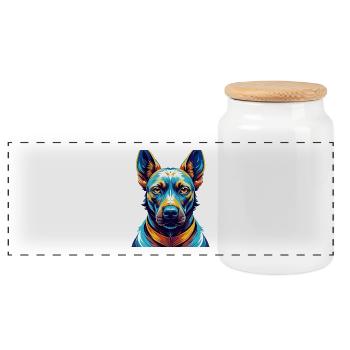 Thai Ridgeback Hunderasse Bunte Karikatur Kawaii - Panorama Keksdose mit Holzdeckel - Weiß - Vorne