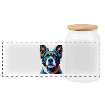 Schweizer Laufhund Hunderasse Bunte Karikatur Kawaii - Panorama Keksdose mit Holzdeckel - Weiß - Vorne