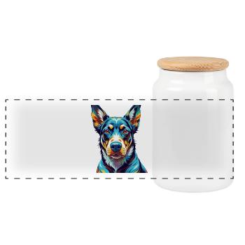 Russischer Harlekin Hund Hunderasse Karikatur Kawaii - Panorama Keksdose mit Holzdeckel - Weiß - Vorne
