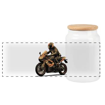Der Biker - Panorama Keksdose mit Holzdeckel - Weiß - Vorne