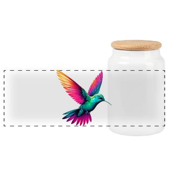 Kolibri - Panorama Keksdose mit Holzdeckel - Weiß - Vorne