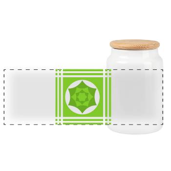 Geometric play of colours in green - Panoramic Cookie Jar with Wooden Lid - white - Front