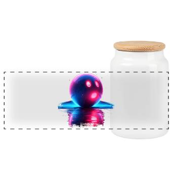 Bowling Retrowave - Panorama Keksdose mit Holzdeckel - Weiß - Vorne