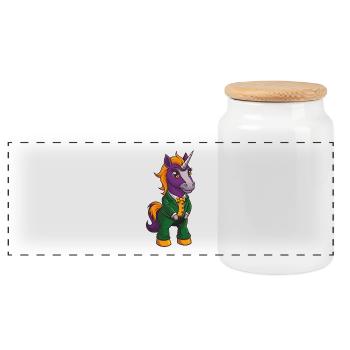 Licorne drôle Kawaii dessin animé Personnage Clipart - Boîte à biscuits avec couvercle en bois - blanc - Devant