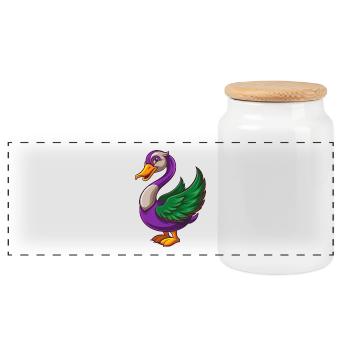 Schwan Lustige Kawaii Cartoon Figur Clipart - Panorama Keksdose mit Holzdeckel - Weiß - Vorne