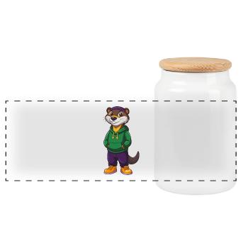 loutre drôle Kawaii personnage de dessin animé Clipart - Boîte à biscuits avec couvercle en bois - blanc - Devant
