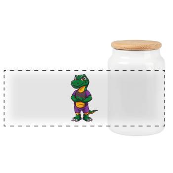 Komodowaran Lustige Kawaii Zeichentrickfigur - Panorama Keksdose mit Holzdeckel - Weiß - Vorne