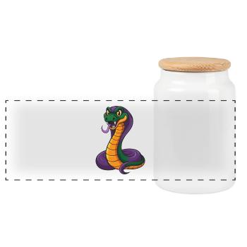 Cobra Lustige Kawaii Cartoon Figur Clipart - Panorama Keksdose mit Holzdeckel - Weiß - Vorne