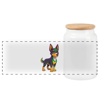 Australischer Kelpie Hund Lustige Kawaii Cartoon Clipart - Panorama Keksdose mit Holzdeckel - Weiß - Vorne