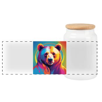 Pride Bear - Panorama Keksdose mit Holzdeckel - Weiß - Vorne