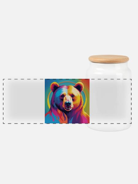 Pride Bear - Panorama Keksdose mit Holzdeckel - Weiß