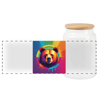 Pride Bear - Panorama Keksdose mit Holzdeckel - Weiß - Vorne