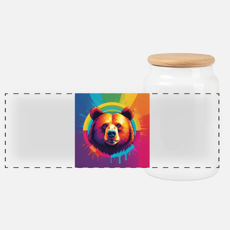 Pride Bear - Panorama Keksdose mit Holzdeckel - Weiß