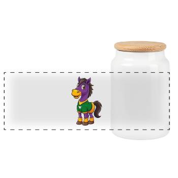Pferd Lustige Kawaii Cartoon Figur Clipart - Panorama Keksdose mit Holzdeckel - Weiß - Vorne