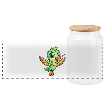 colibri mignon personnage de dessin animé Kawaii Clipart - Boîte à biscuits avec couvercle en bois - blanc - Devant