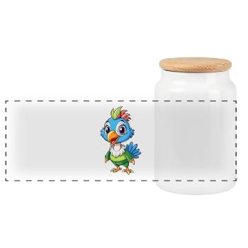 Pintade Mignon Personnage De Dessin Animé Kawaii Clipart - Boîte à biscuits avec couvercle en bois - blanc - Devant