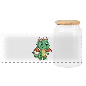 Dragon Mignon Personnage De Dessin Animé Kawaii Clipart - Boîte à biscuits avec couvercle en bois - blanc - Devant