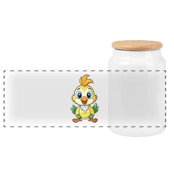 calopsitte mignon personnage de dessin animé Kawaii Clipart - Boîte à biscuits avec couvercle en bois - blanc - Devant