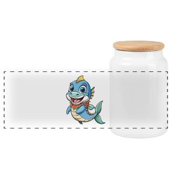Barracuda Mignon Personnage De Dessin Animé Kawaii Clipart - Boîte à biscuits avec couvercle en bois - blanc - Devant