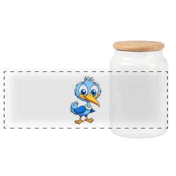 Héron Bleu Mignon Personnage De Dessin Animé Kawaii Clipart - Boîte à biscuits avec couvercle en bois - blanc - Devant