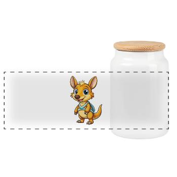 Aardvark Cute Cartoon Character Kawaii Clipart - Panoramic Cookie Jar with Wooden Lid - white - Front
