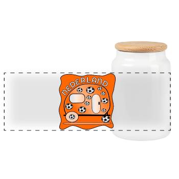 PAYS-BAS CAMPING FOOTBALL - Boîte à biscuits avec couvercle en bois - blanc - Devant