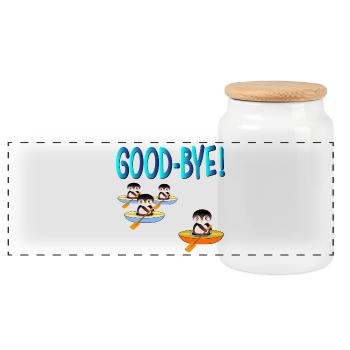 GODD-BYE FAREWELL - Panoramic Cookie Jar with Wooden Lid - white - Front