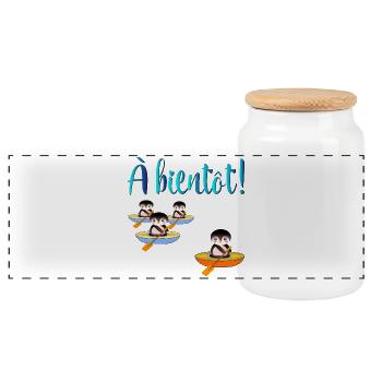 À Bientôt - Au revoir - Adieu - Boîte à biscuits avec couvercle en bois - blanc - Devant