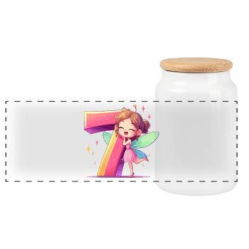 7 Jahre Fee Elfe Geburtstag Geschenk - Panorama Keksdose mit Holzdeckel - Weiß - Vorne