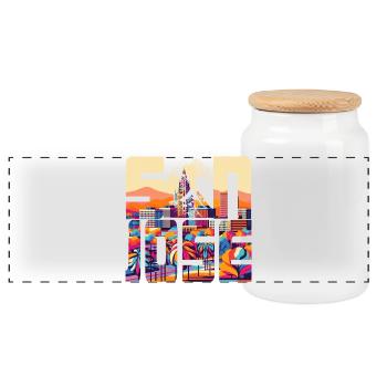 SAN JOSE - Panoramic Cookie Jar with Wooden Lid - white - Front