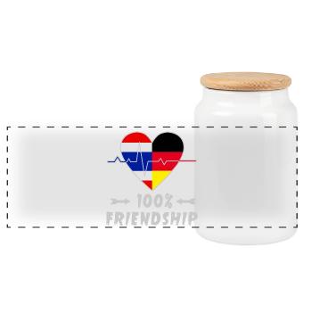 Thailand und Deutschland 100% Freundschaft - Panorama Keksdose mit Holzdeckel - Weiß - Vorne