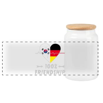 Südkorea und Deutschland 100% Freundschaft - Panorama Keksdose mit Holzdeckel - Weiß - Vorne