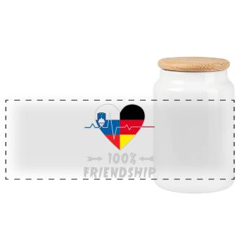 Slowenien und Deutschland 100% Freundschaft - Panorama Keksdose mit Holzdeckel - Weiß - Vorne
