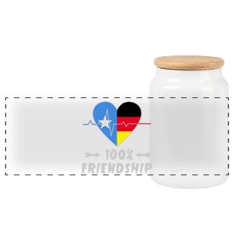Somalia and Germany 100% friendship - Panoramic Cookie Jar with Wooden Lid - white - Front
