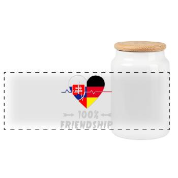 Slowakei und Deutschland 100% Freundschaft - Panorama Keksdose mit Holzdeckel - Weiß - Vorne