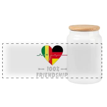 Senegal und Deutschland 100% Freundschaft - Panorama Keksdose mit Holzdeckel - Weiß - Vorne
