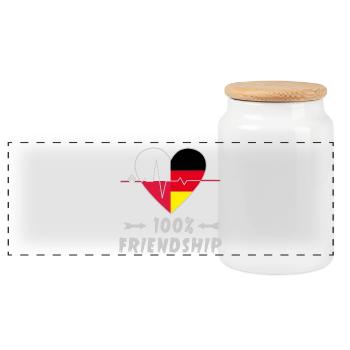 Polen und Deutschland 100% Freundschaft - Panorama Keksdose mit Holzdeckel - Weiß - Vorne