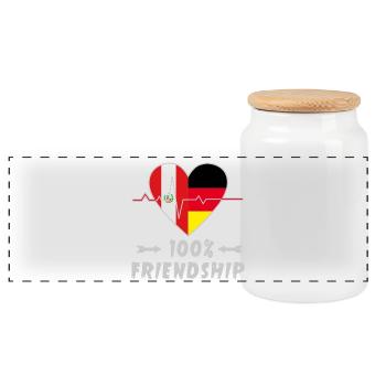 Peru und Deutschland 100% Freundschaft - Panorama Keksdose mit Holzdeckel - Weiß - Vorne