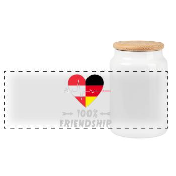 Österreich und Deutschland 100% Freundschaft - Panorama Keksdose mit Holzdeckel - Weiß - Vorne