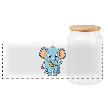 Elefant Niedliche Zeichentrickfigur Kawaii Clipart - Panorama Keksdose mit Holzdeckel - Weiß - Vorne