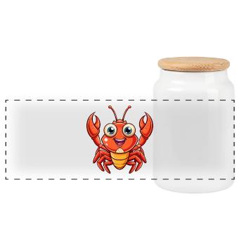 Craw Mignon Personnage De Dessin Animé Kawaii Clipart - Boîte à biscuits avec couvercle en bois - blanc - Devant