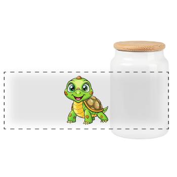 tortue mignon personnage de dessin animé Kawaii Clipart - Boîte à biscuits avec couvercle en bois - blanc - Devant