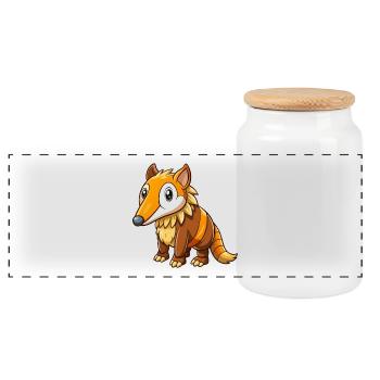 Anteater Cute Cartoon Character Kawaii Clipart - Panoramic Cookie Jar with Wooden Lid - white - Front