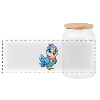 Colombe mignon personnage de dessin animé Kawaii Clipart - Boîte à biscuits avec couvercle en bois - blanc - Devant