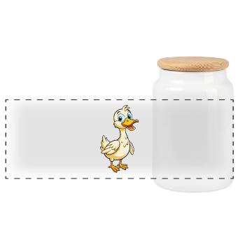 oie mignon personnage de dessin animé Kawaii Clipart - Boîte à biscuits avec couvercle en bois - blanc - Devant