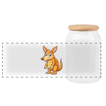 Aardvark Cute Cartoon Character Kawaii Clipart - Panoramic Cookie Jar with Wooden Lid - white - Front