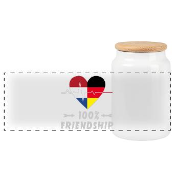 Niederlande und Deutschland 100% Freundschaft - Panorama Keksdose mit Holzdeckel - Weiß - Vorne